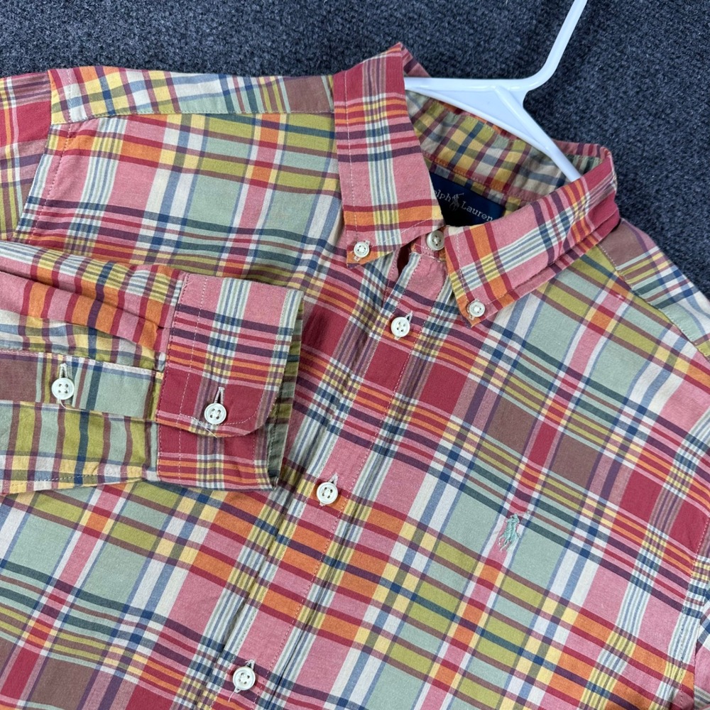 Ralph Lauren Button Down Mens M Medium Multicolor Plaid Long Sleeve Pony Logo